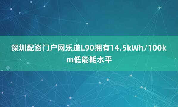 深圳配资门户网乐道L90拥有14.5kWh/100km低能耗水平